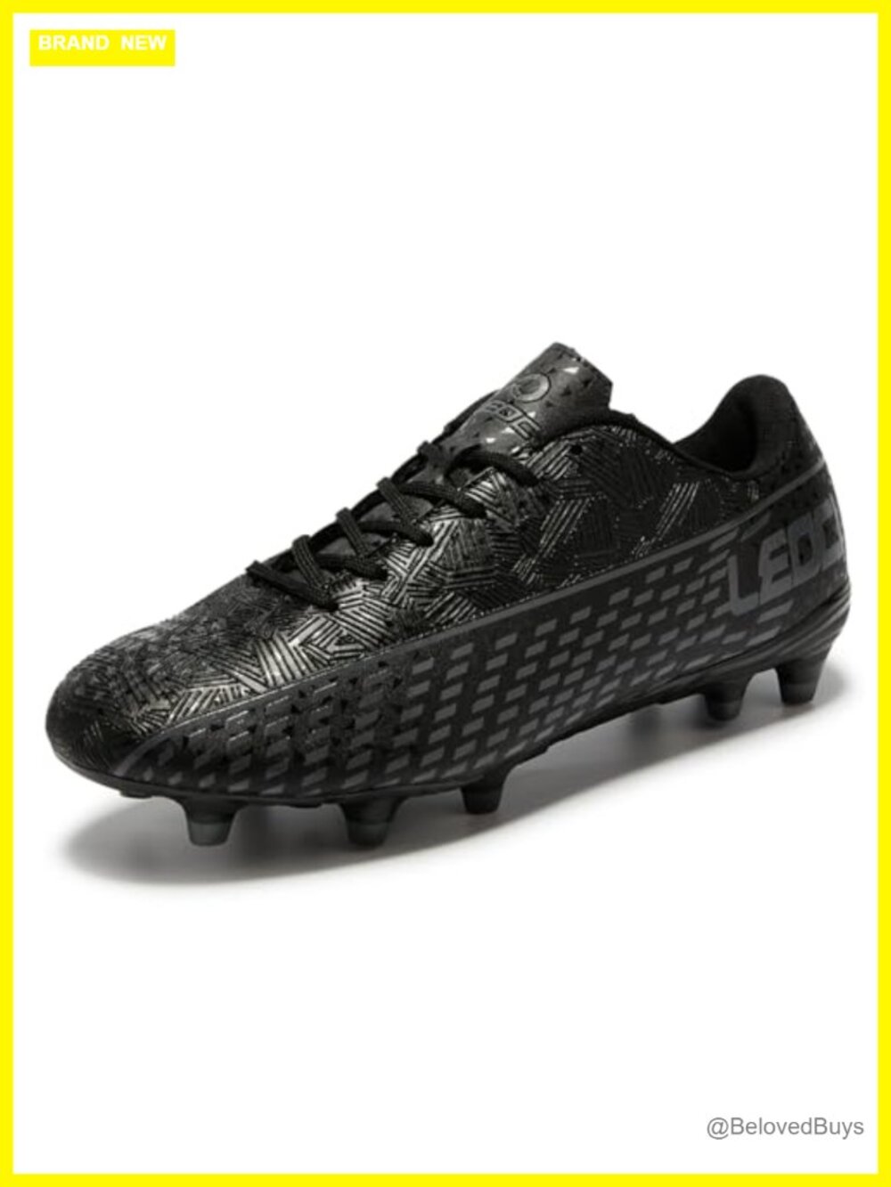 LEOCI Soccer Cleats for Men and Women Firm Ground Football Shoes Lace-Up
